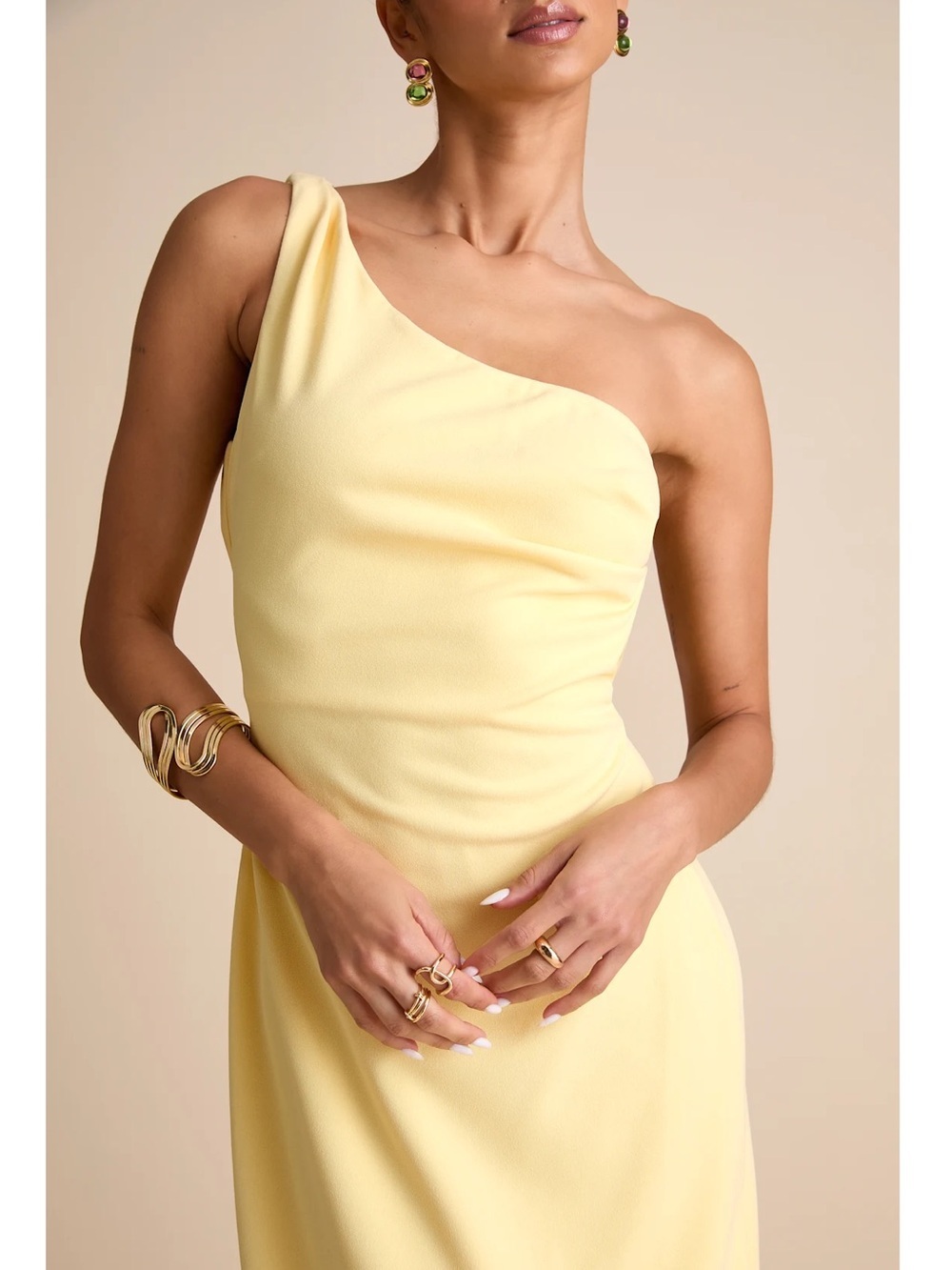 NWT Lulu’s Maevyn Light Yellow Cowl Back Column Maxi Dress Small Chic - Picture 10 of 14
